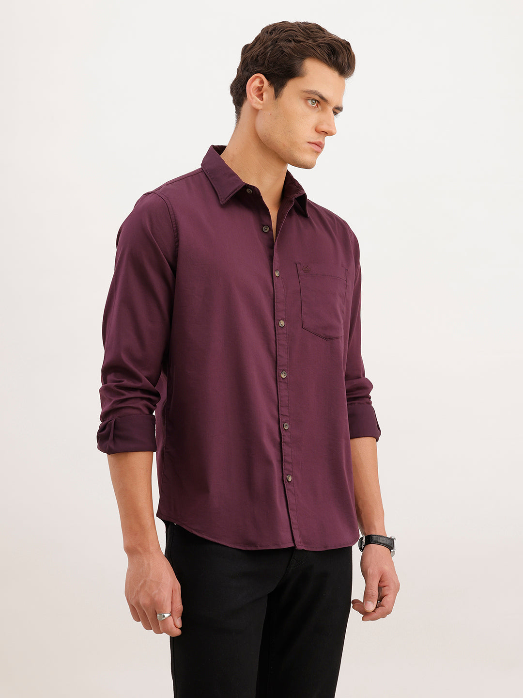 Regular Fit Full Sleeved Shirt | Wine
