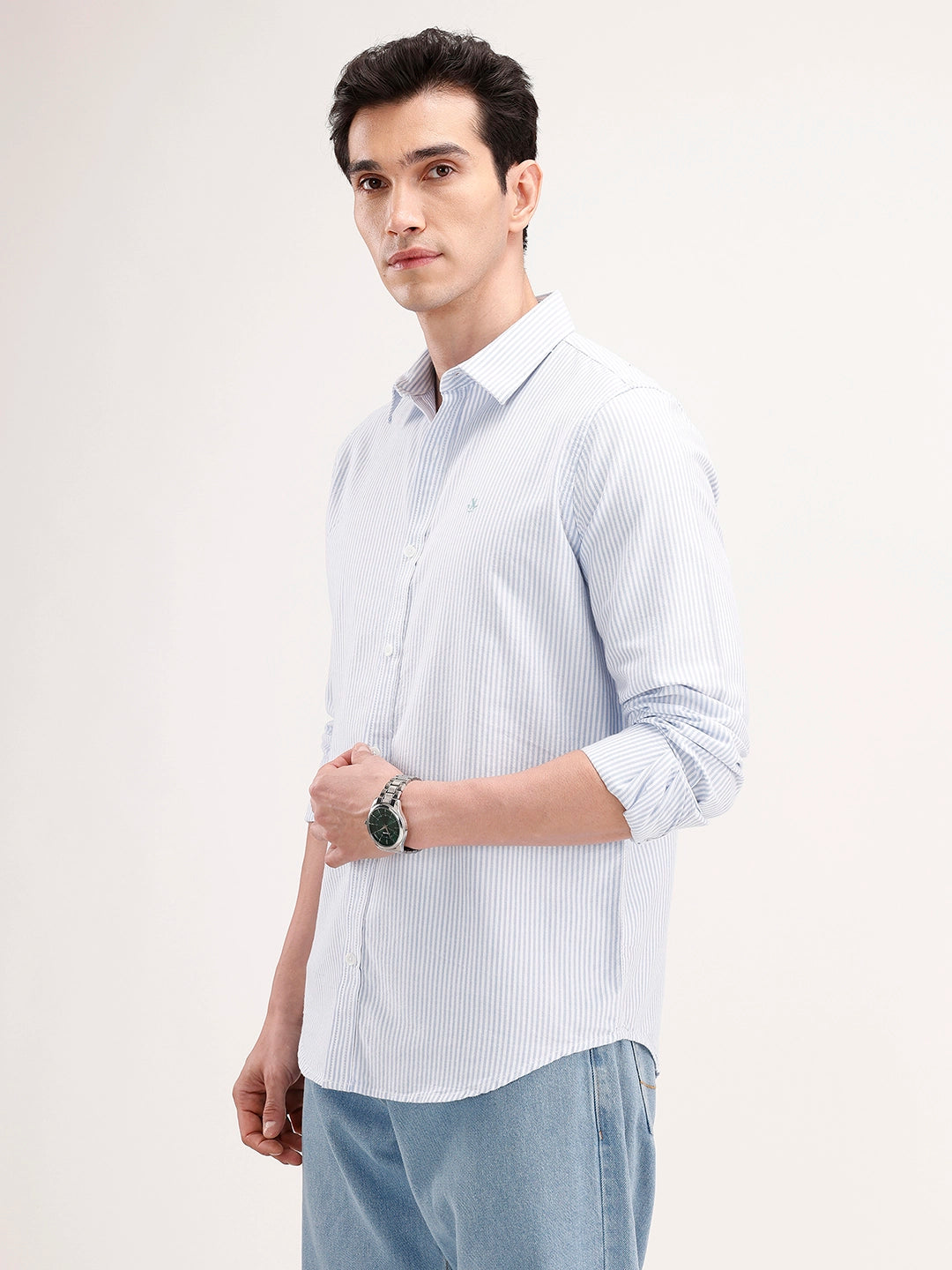 Classic Slim Fit Striped Shirt | Blue