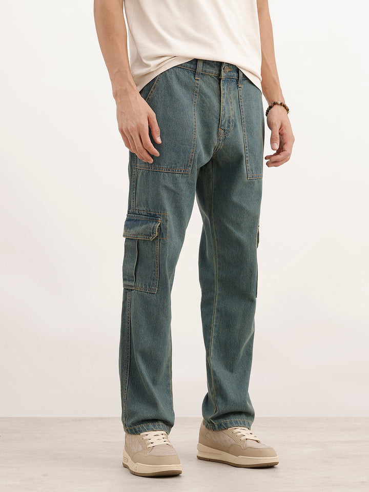 Relaxed Fit Cargo Jeans | Blue