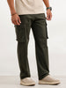 Solid Loose Fit Cargo Trouser | Olive