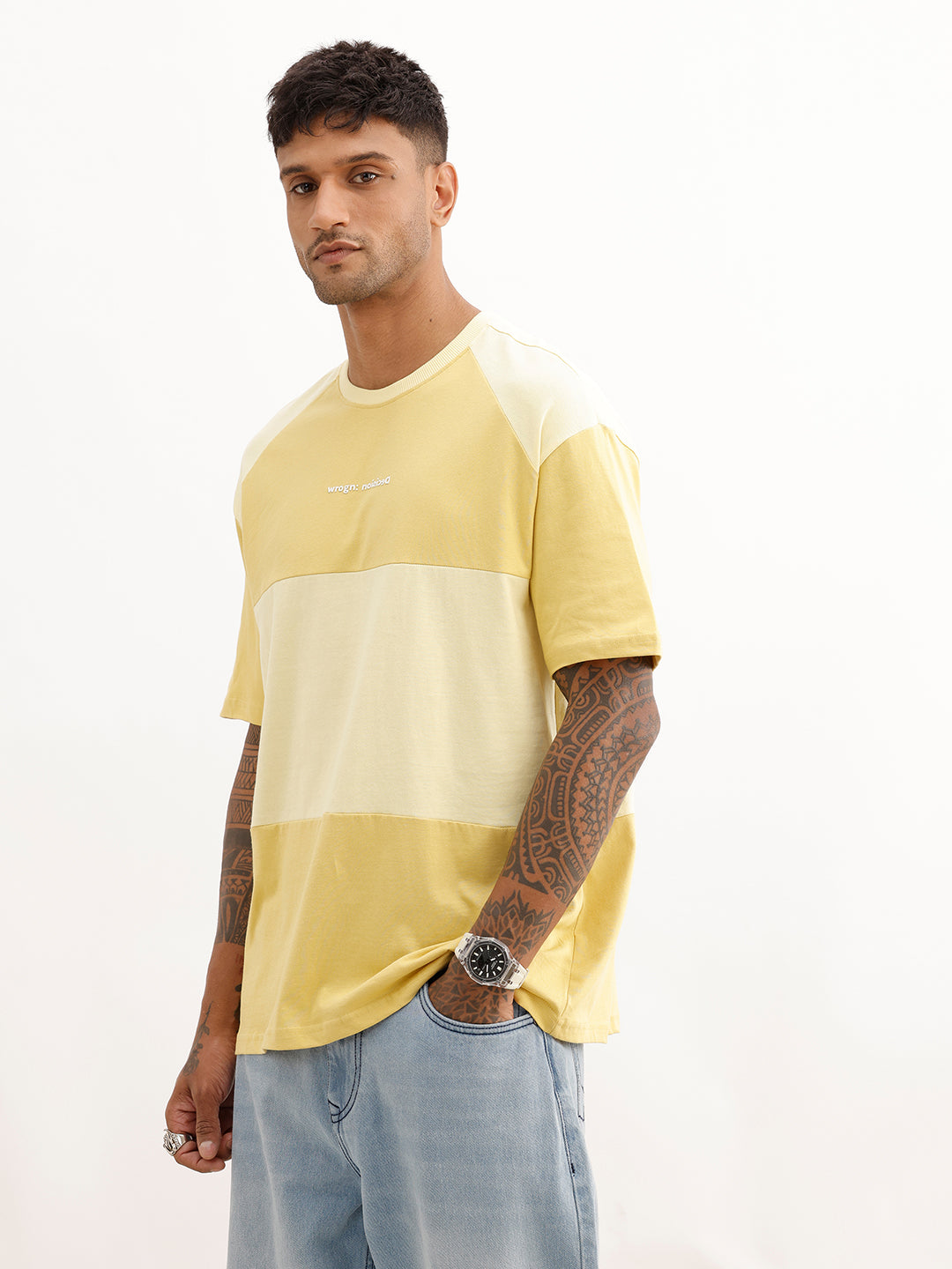 Oversized Raglan Sleeve Cut & Sew T-Shirt | Yellow