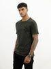 Classic Slim Fit Placement Printed T-Shirt | Olive