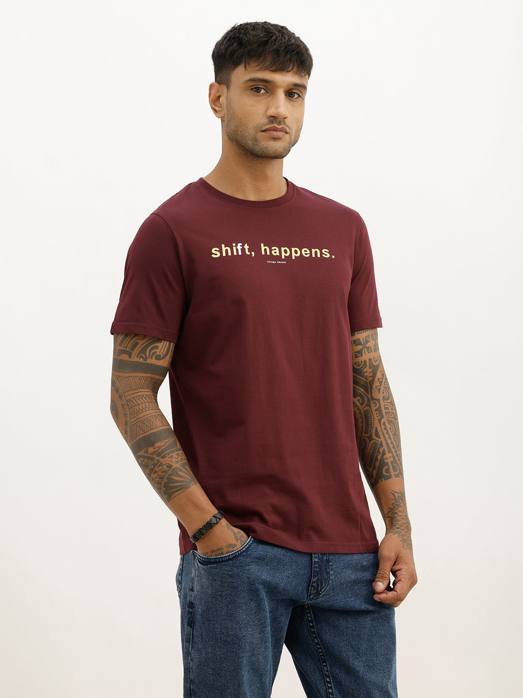 Slim Fit Placement Printed T-Shirt | Purple