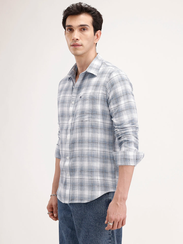 Slim Fit Checkered Shirt | Blue