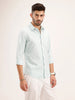 Textured Slim Fit Striped Shirt | Light Green