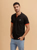 Contrast Details Slim Fit Polo T-Shirt |Black