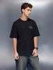 Men’s oversized black t-shirt with minimal chest print | Black