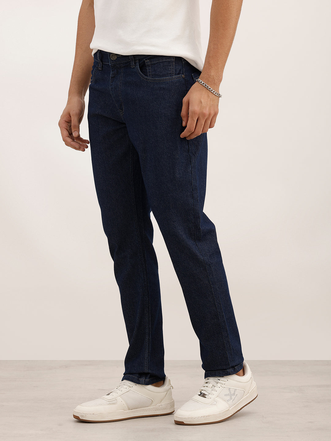 Solid Regular Fit Denim Jeans | Dark Blue