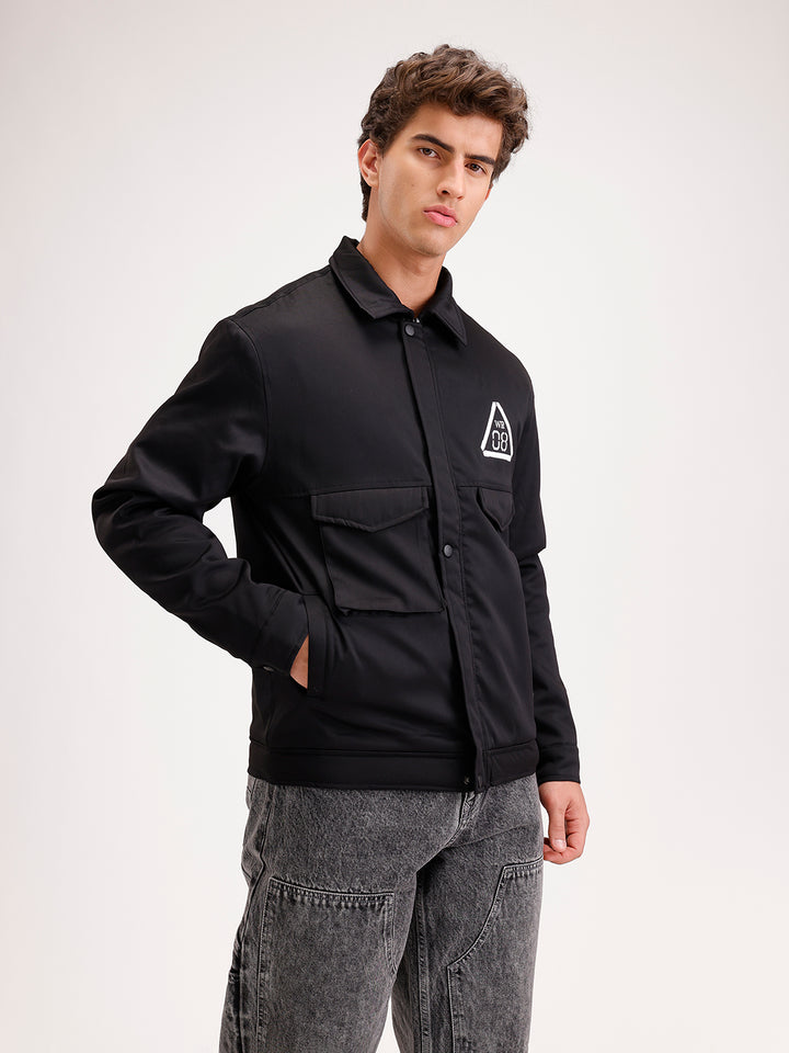 Comfort Fit Double Pocket Jacket  | Black