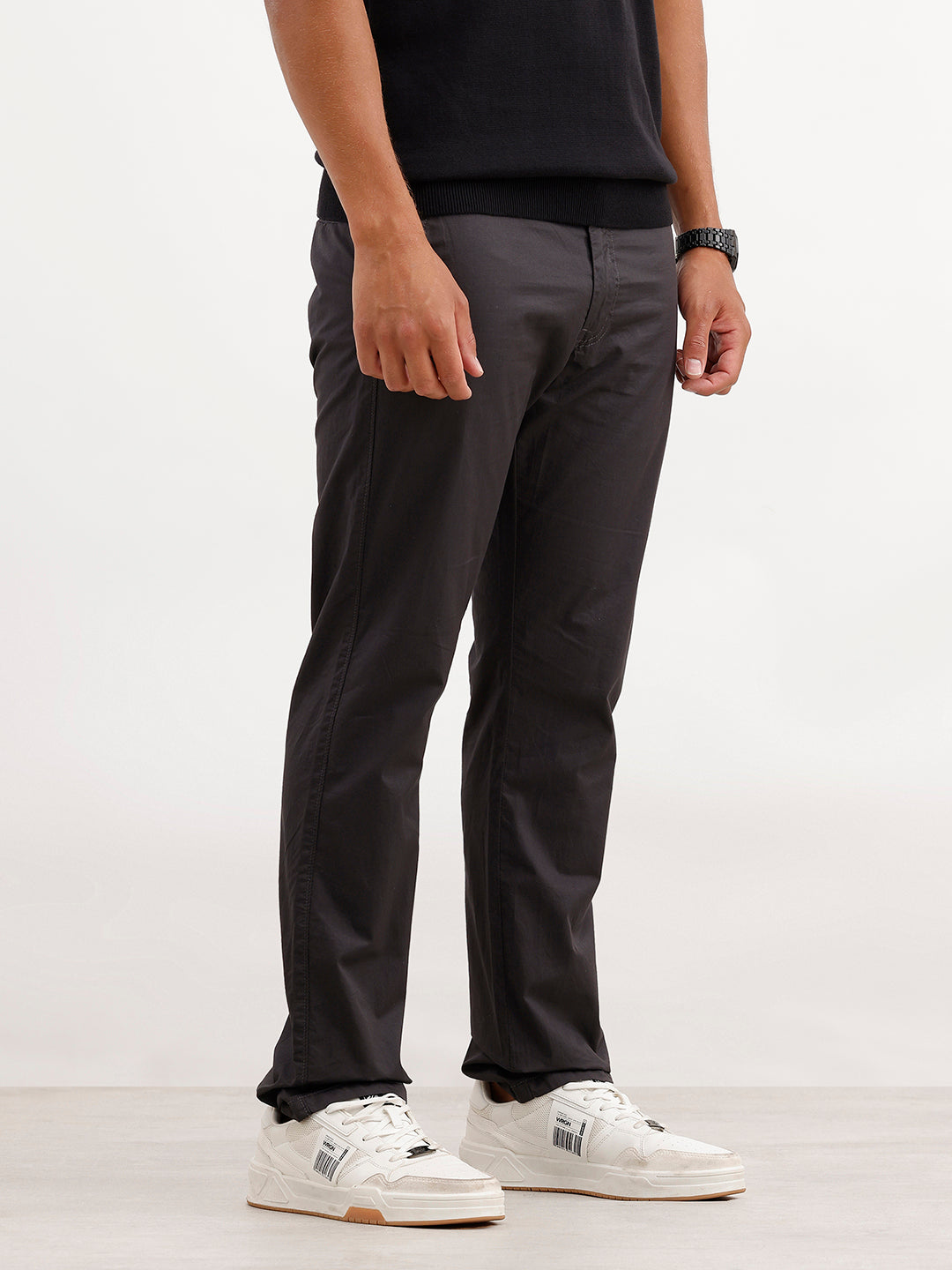 Solid Slim Fit Trouser | Grey
