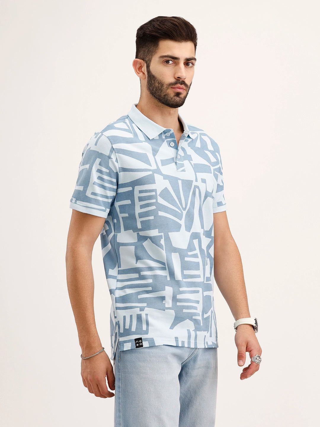 Slim Fit AOP Polo T-Shirt | Blue