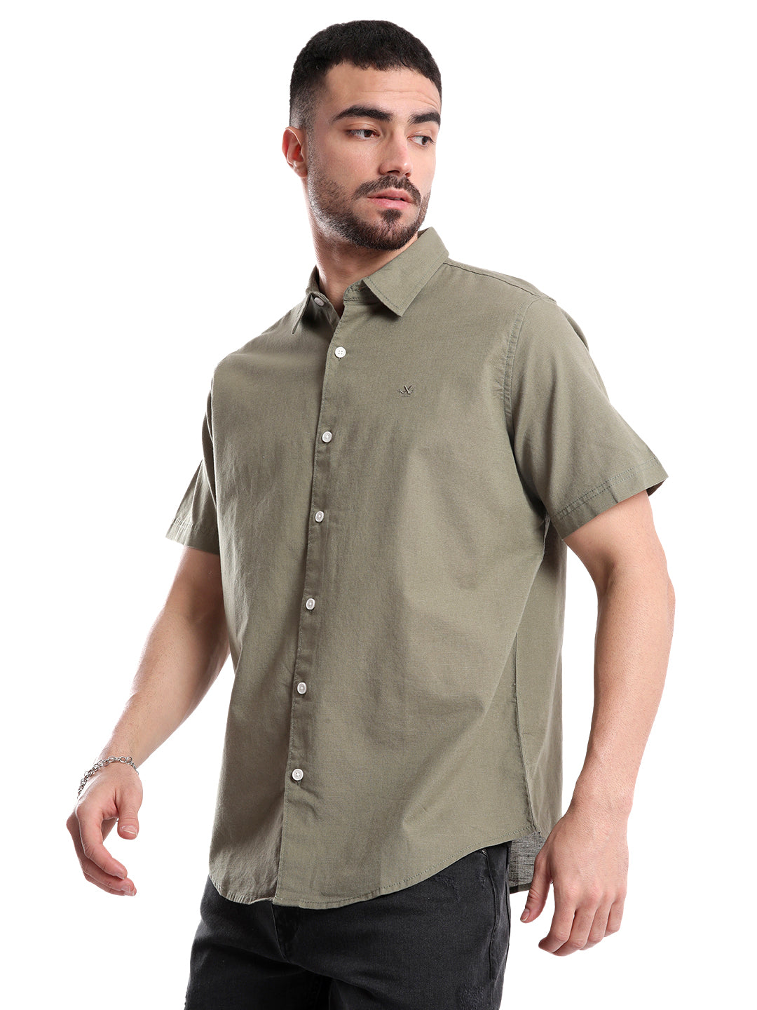 Short Sleeve Olive Green Shirt