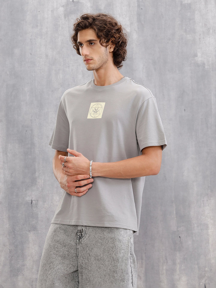 Back Print Oversized Tee | Grey