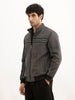 Solid Regular Fit Quilted Zipper Jacket | Charcoal