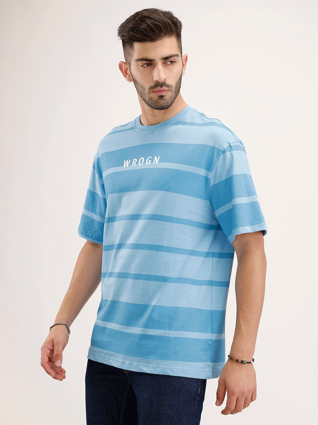 Claasic Oversized Striped T-Shirt | Blue