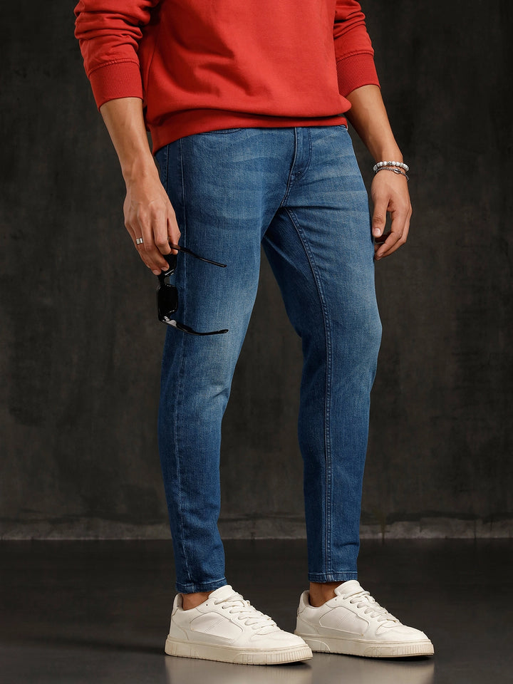 Heavy Fade Skinny Crop Jeans | Blue
