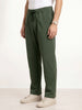 Solid loose Fit Pleated Jogger | Olive