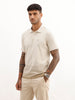Slim Fit Gradient Printed Polo T-Shirt | Beige