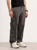 Loose Fit Cargo Denim Jeans | Charcoal