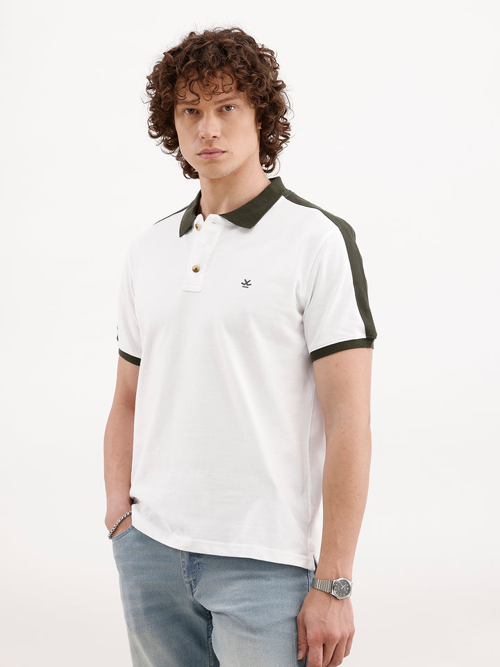 Slim Fit Contrast Collar Polo | White