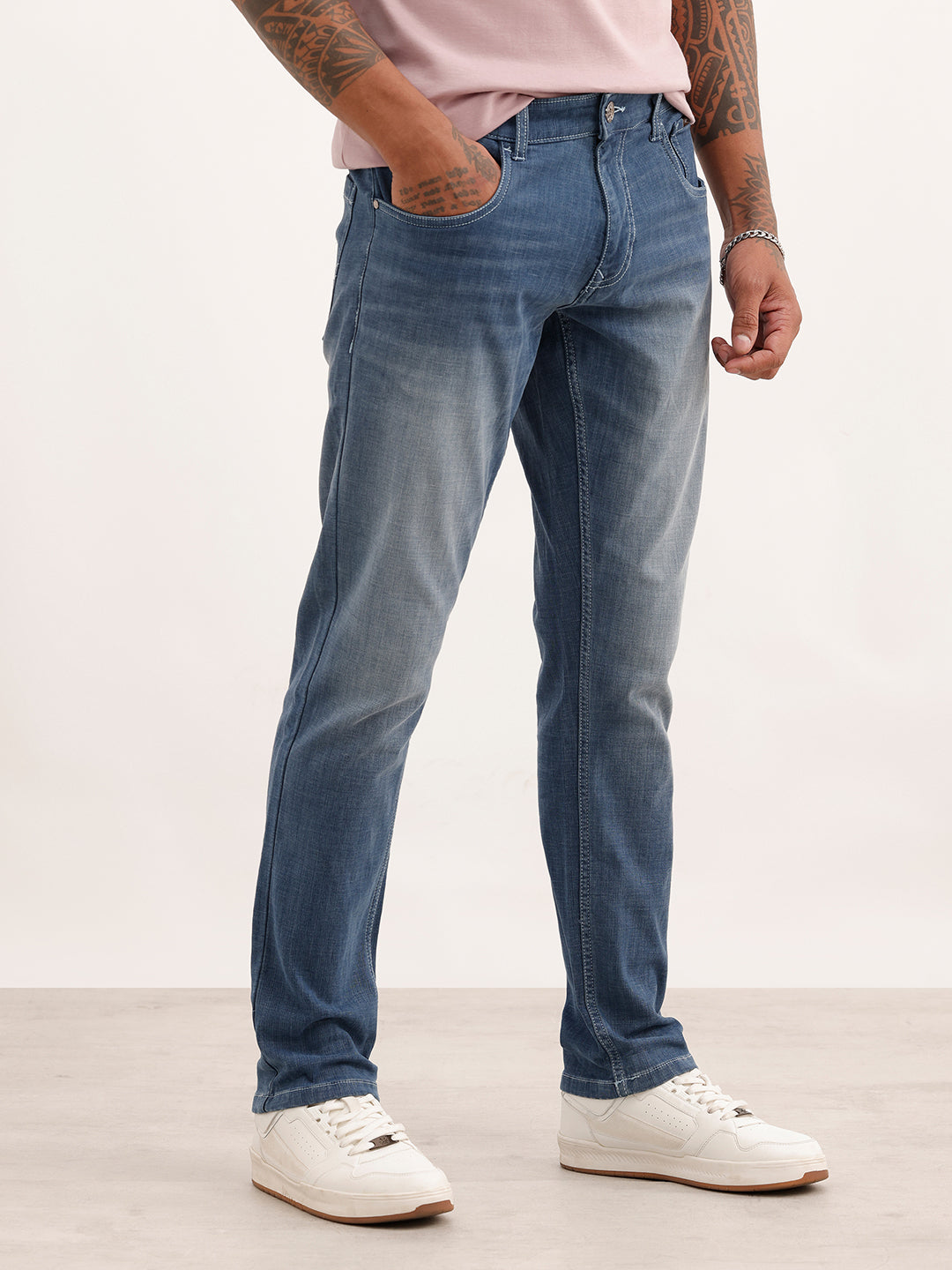 Slim Fit Faded Butter Denim Jeans | Light Blue