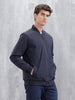 Men's Casual Solid Bomber Jacket  | Navy Blue
