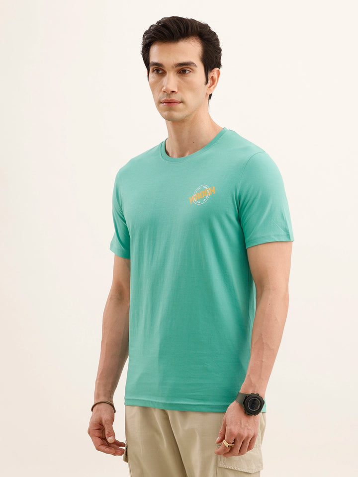 Slim Fit Placement Printed T-Shirt | Green