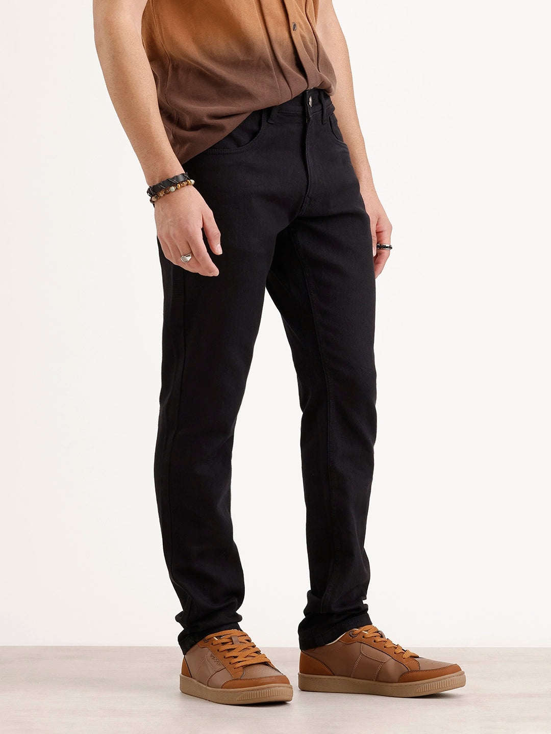 Solid Slim Fit Denim Jeans | Black