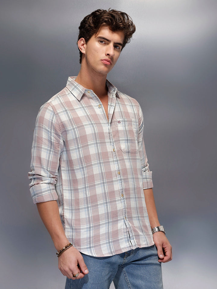 Men's Casual Checkered Shirt   |  Pink