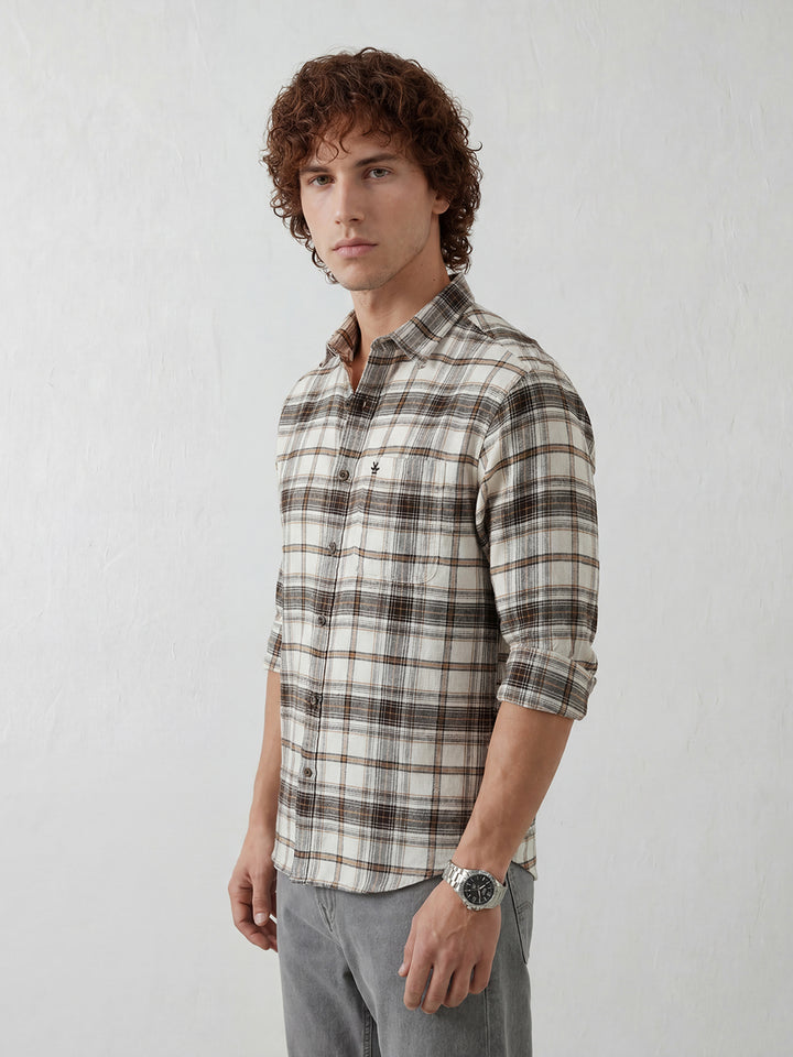 Comfort Fit Checkered Shirt | Off White