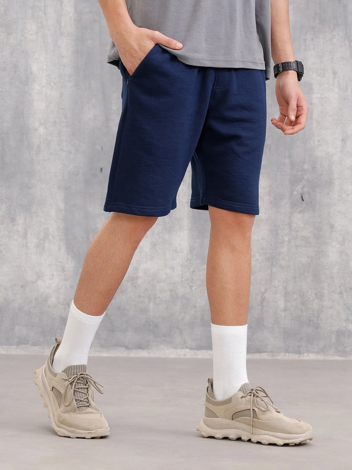 Cotton Terry Slim Fit Shorts I Navy Blue