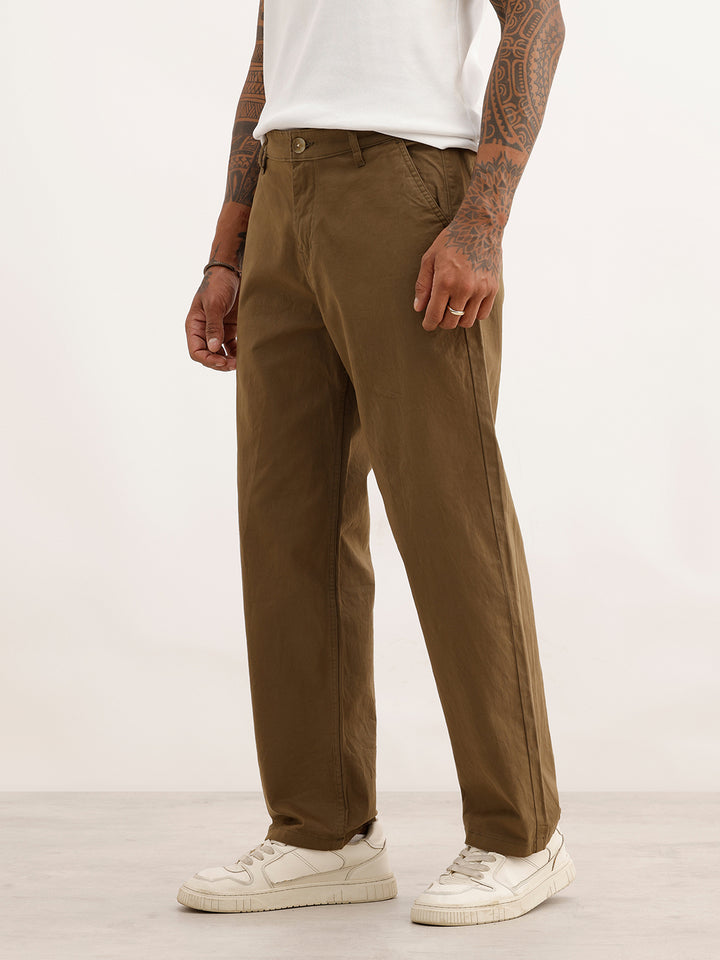 Solid Loose Fit Trouser | Olive