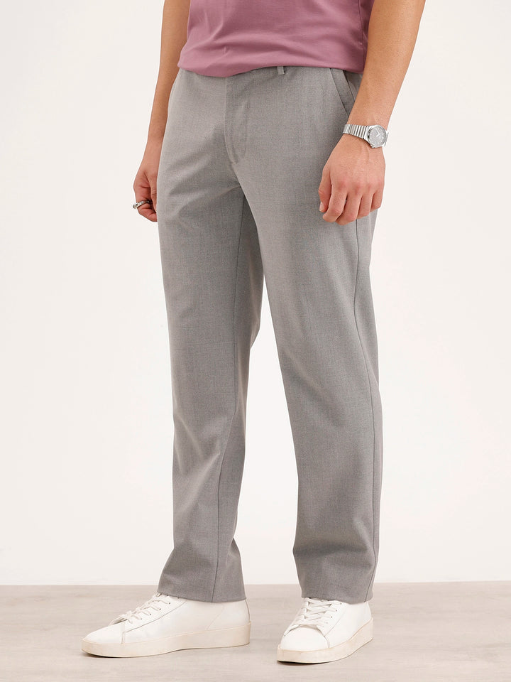 Solid Straight Fit Trouser | Grey