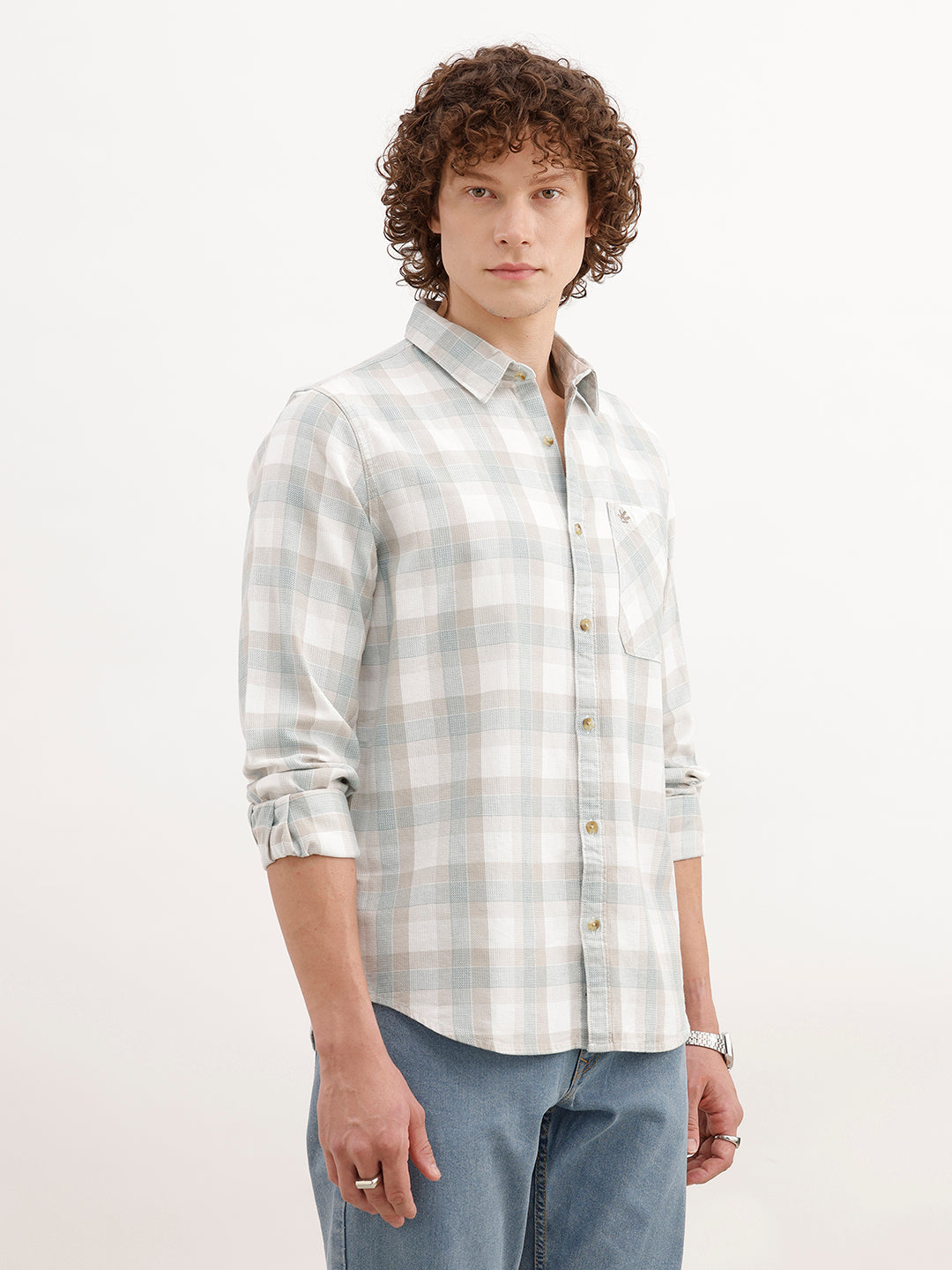 Regular Fit Checkered Shirt | Teal