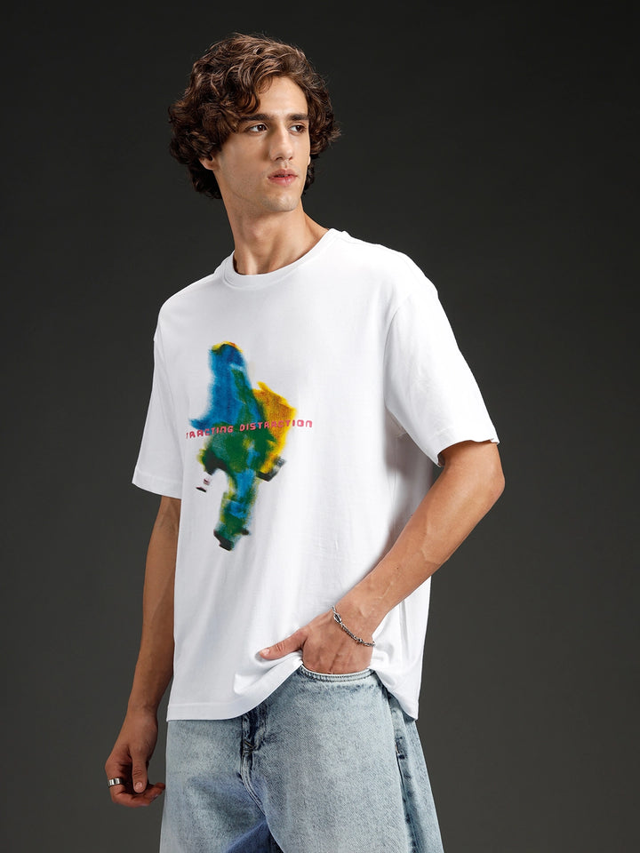 Wrogn Chest Printed Regular Fit T-shirt | White