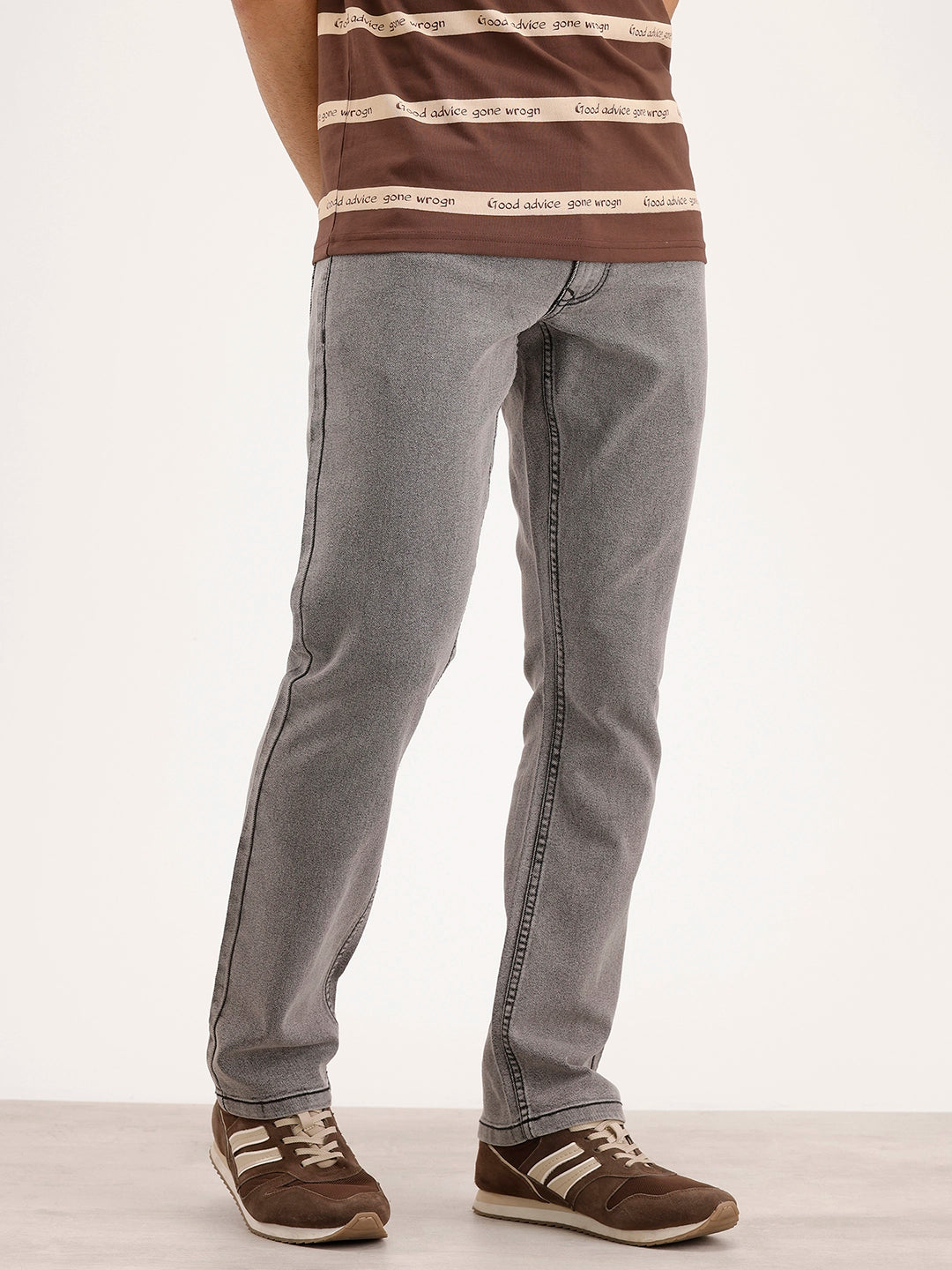 Straight Fit Denim Jeans | Grey