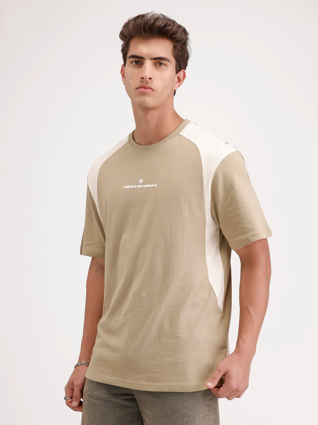 Oversized Cut & Sew T-Shirt | Khaki