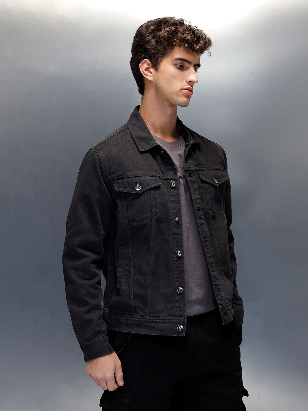 Wrogn Men’s Washed Denim Jacket  |  Dark Stone