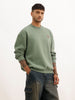 Oversized Puffer Back Printed Sweatshirt | Green | WSS02FSOS7033S