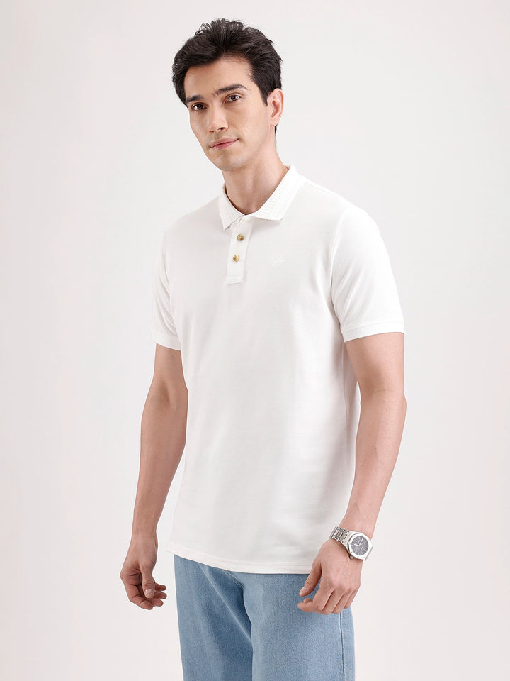Jacquard Collar Polo T-Shirt  | Off White