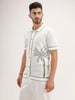 Slim Fit Jacquard Resort Collar Shirt | Off White