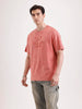Washed Embroidery Patch T-Shirt   |  Rust