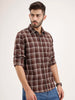 Regular Fit Textured Checkered Shirt | Dark Brown