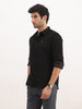 Slim Fit Solid Corduroy Shirt | Black