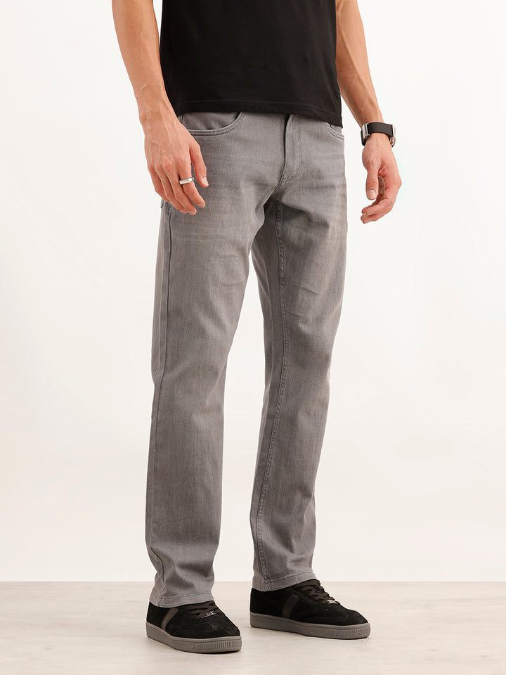Subtle Wash Straight Fit Denim Jeans | Grey