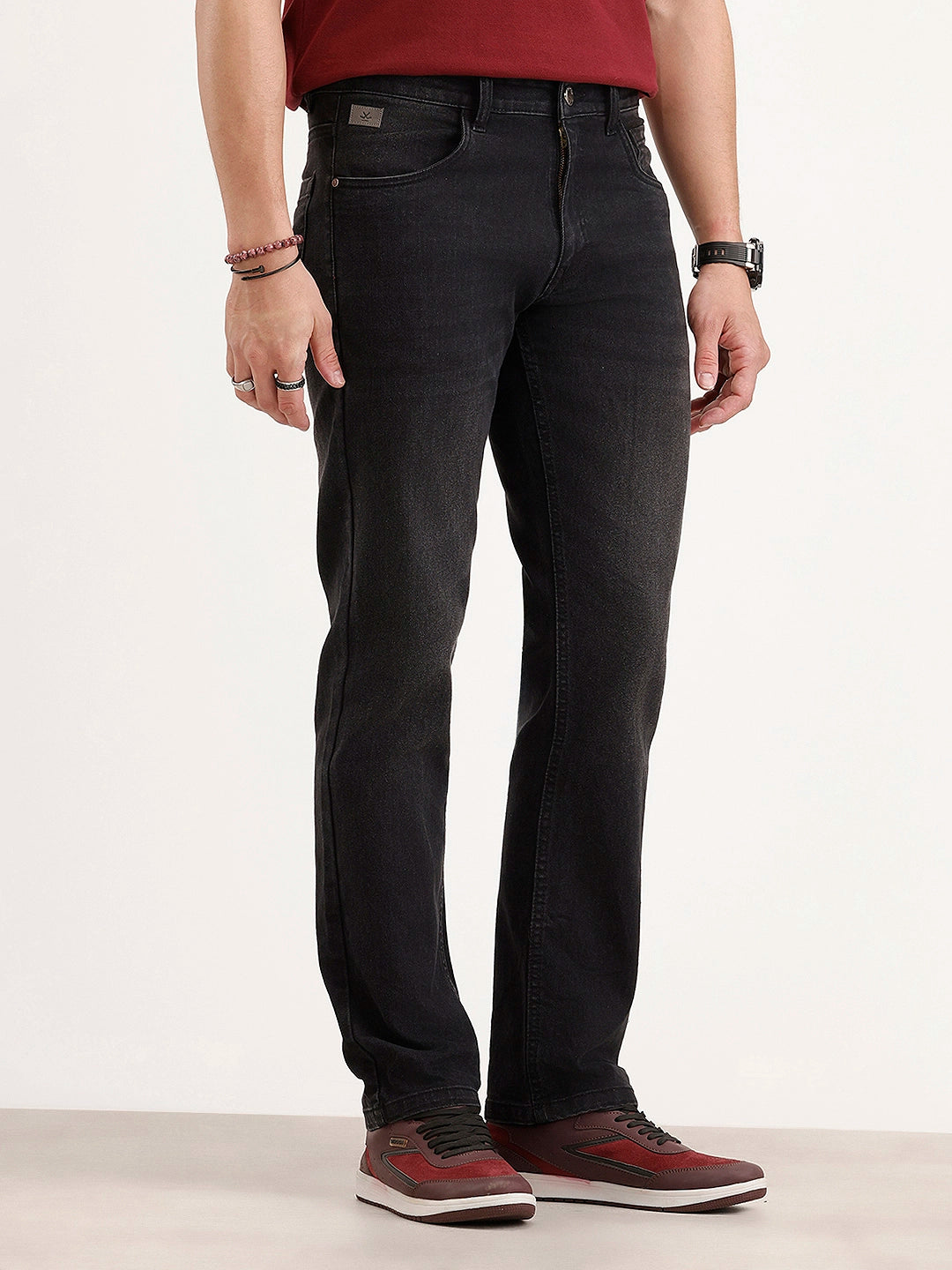 Straight Fit Denim Jeans | Black