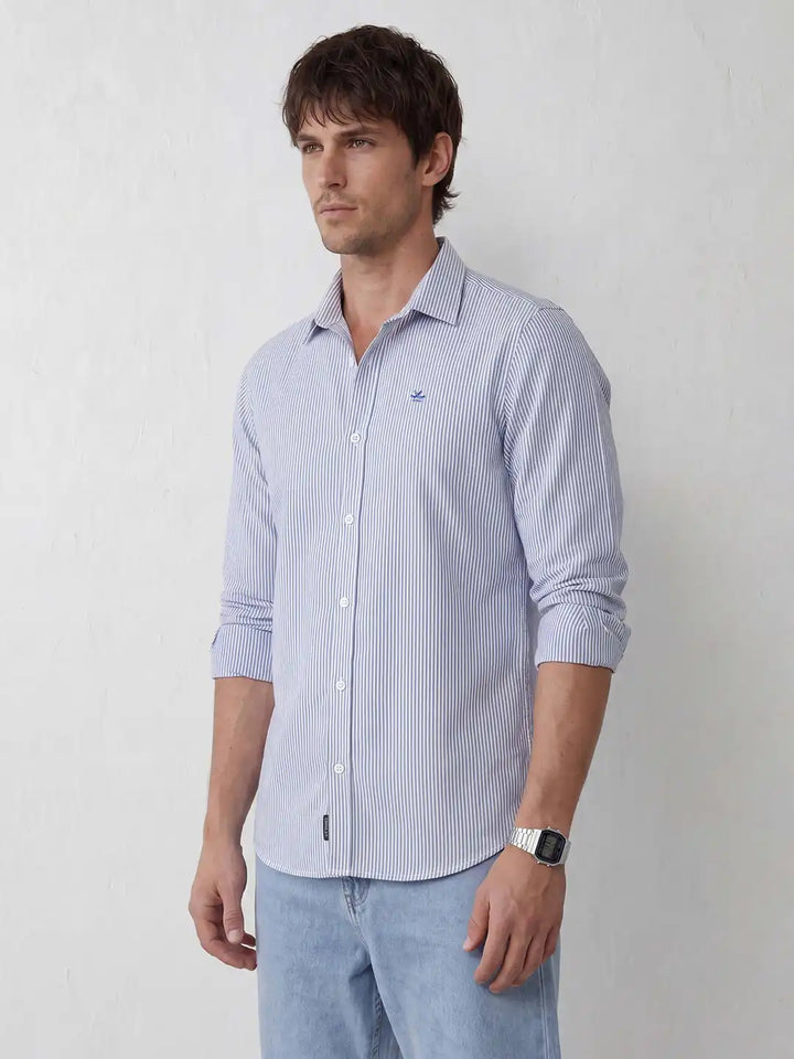 Solid Stretch Slim Fit Shirt | Blue