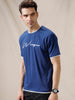 Blue Typography Printed T-Shirt