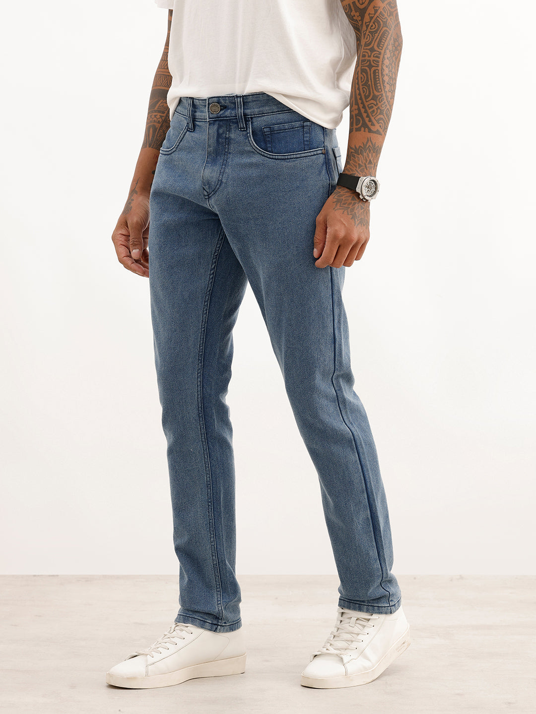 Faded Slim Fit Denim Jeans | Blue