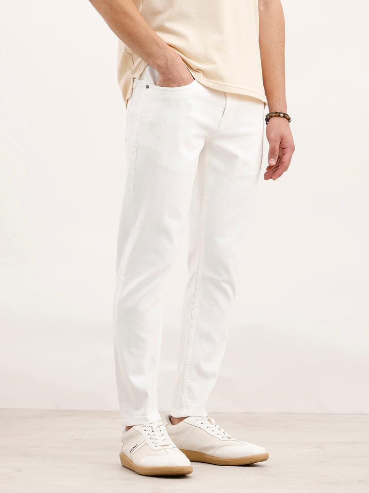 Skinny Cropped Denim Jeans | White